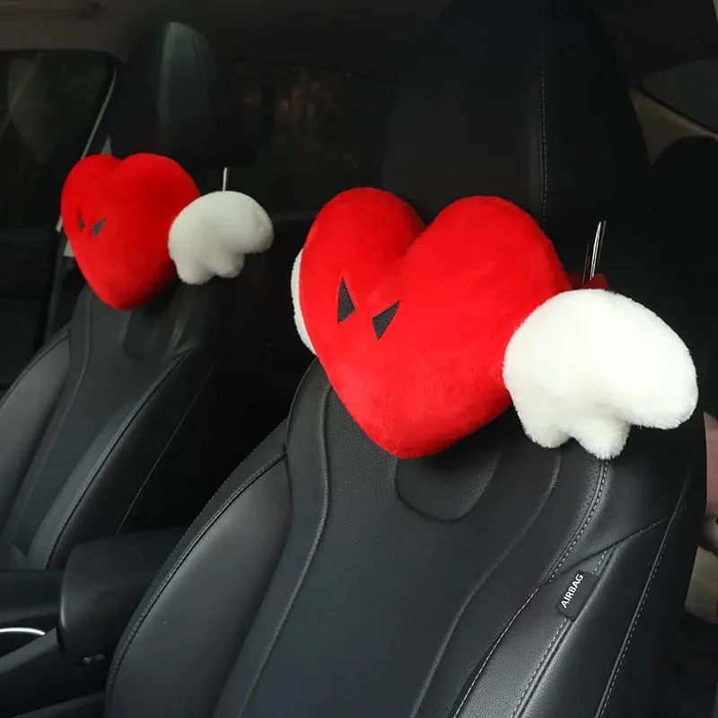 Cute Angel Heart Plush Pillow with Wings Soft Fluffy Love Heart Stuffed Cushion Car Sofa Home Decor Valentine Creative Gift — image 6