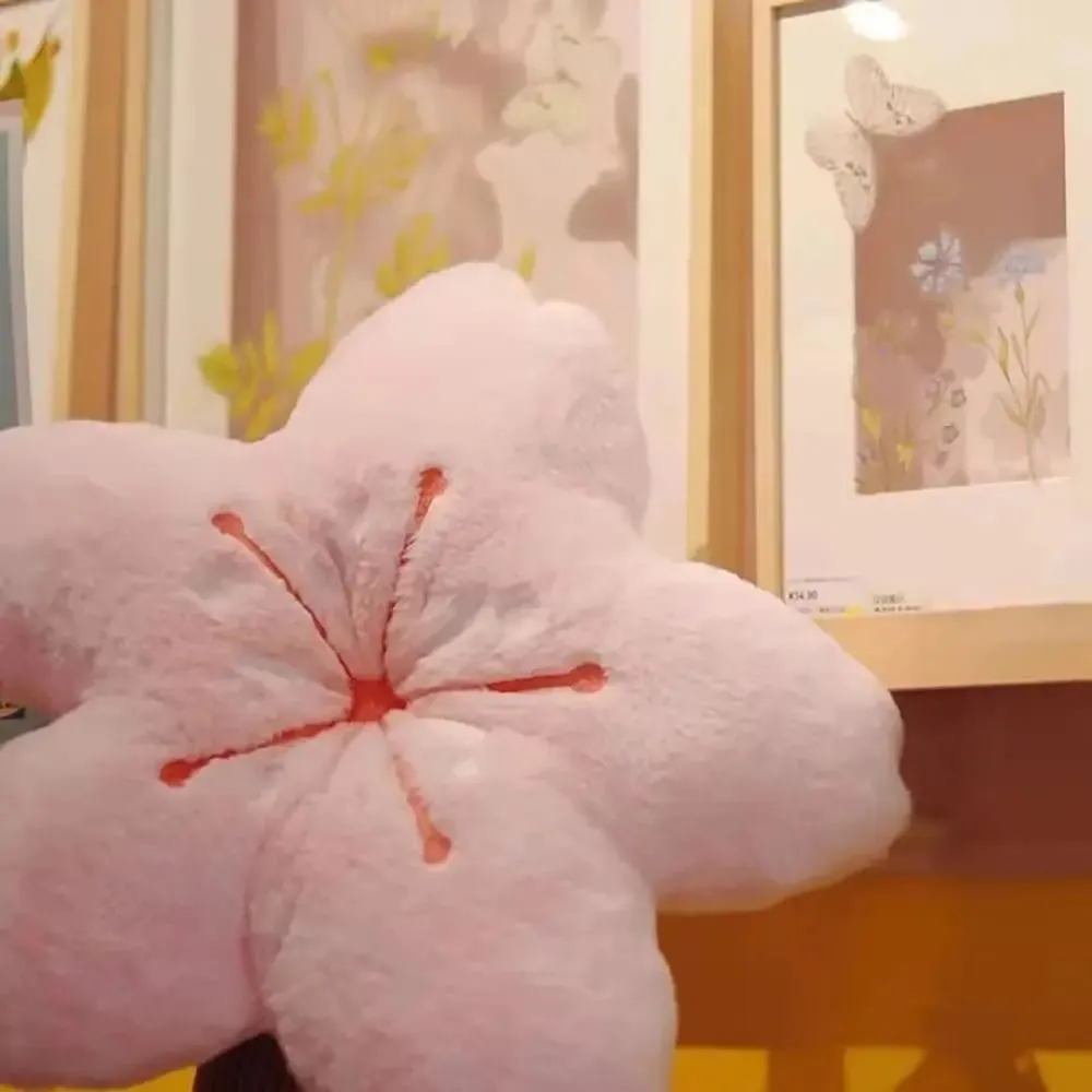 Kawaii 45cm Plush Pillow Cherry Blossom Soft Room Decor Pillow Pink Tatami Cushion Photo Decorations — image 3