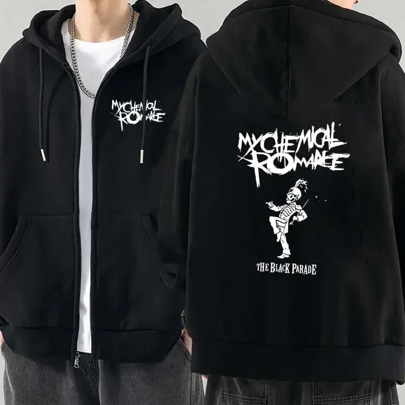 Men Fashion Hoodies Jacket Coats My Chemical Romance Mcr Dead Zipper Hoodie Top Loose Black Parade Punk Emo Zip Up Sweatshirt — image 2
