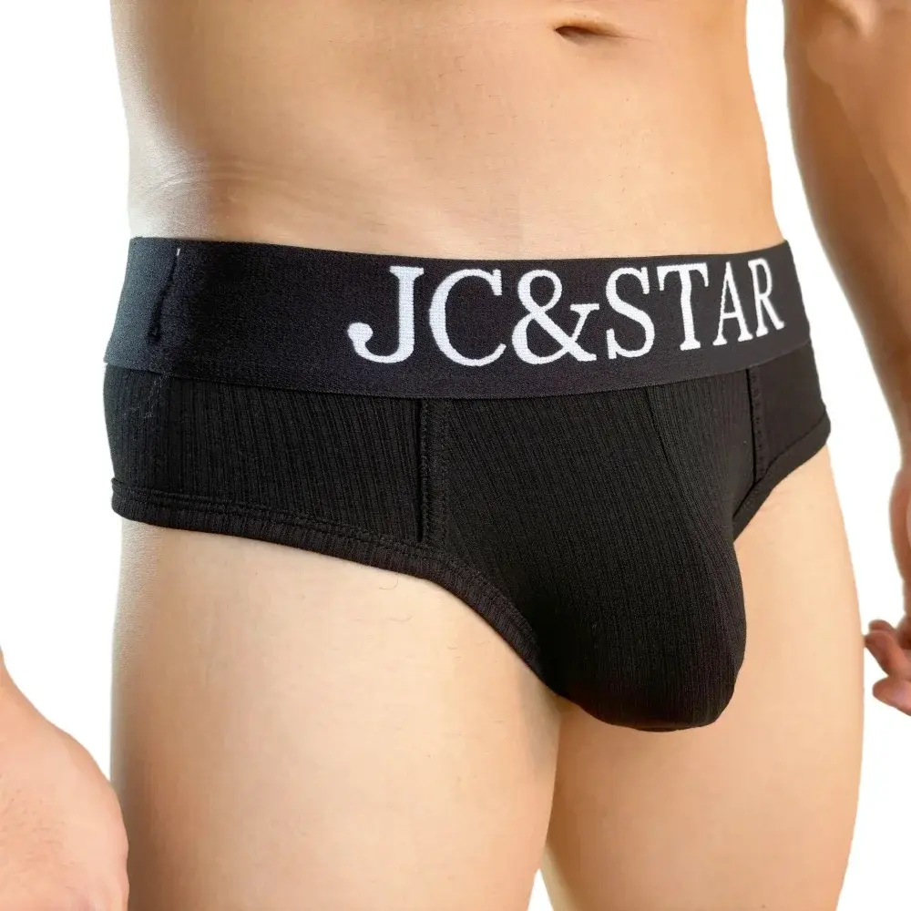 Slip intimo da uomo sexy dal design atletico dal taglio alto Mutande da uomo in cotone a costine Comfort sportivo Slip bikini da uomo Slip tanga — image 7