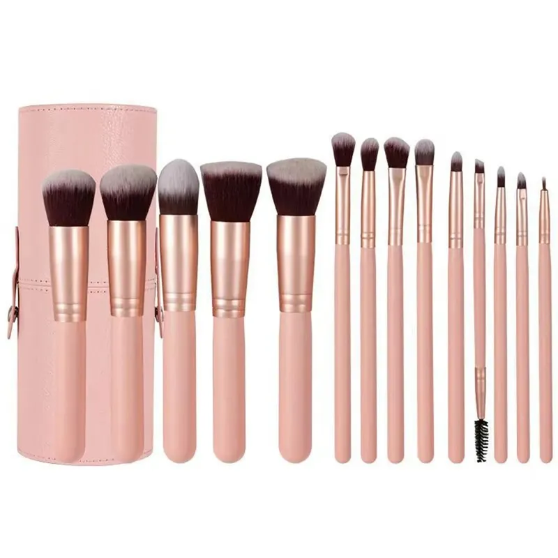 14 PCS Makeup Brush Set na May Illuminated Mirror Portable Short Handle LED Light USB Rechargeable Makeup Brushes Kit — image 10