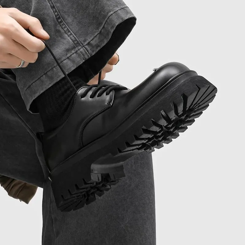 Men's Lace‑Up Platform Derby Shoes Metal Decor Chunky Sole Fashion Casual Footwear Non‑Slip Daily Walking Shoes — image 3