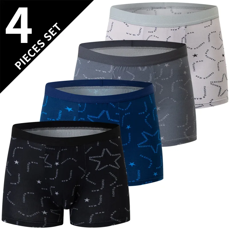 4 Pack Europe And America Size Men'S Solid Color Sexy Boxer Underwear Antibacterial Breathable Plus Size Men'S Shorts Underwear — image 13