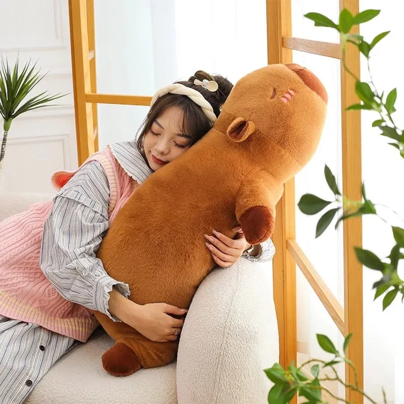 Kawaii Capybara Plush Pillow Long Body Soft Stuffed Animal Doll Cute Cuddly Cushion for Sofa Bed Sleeping Nap Home Decor — image 2