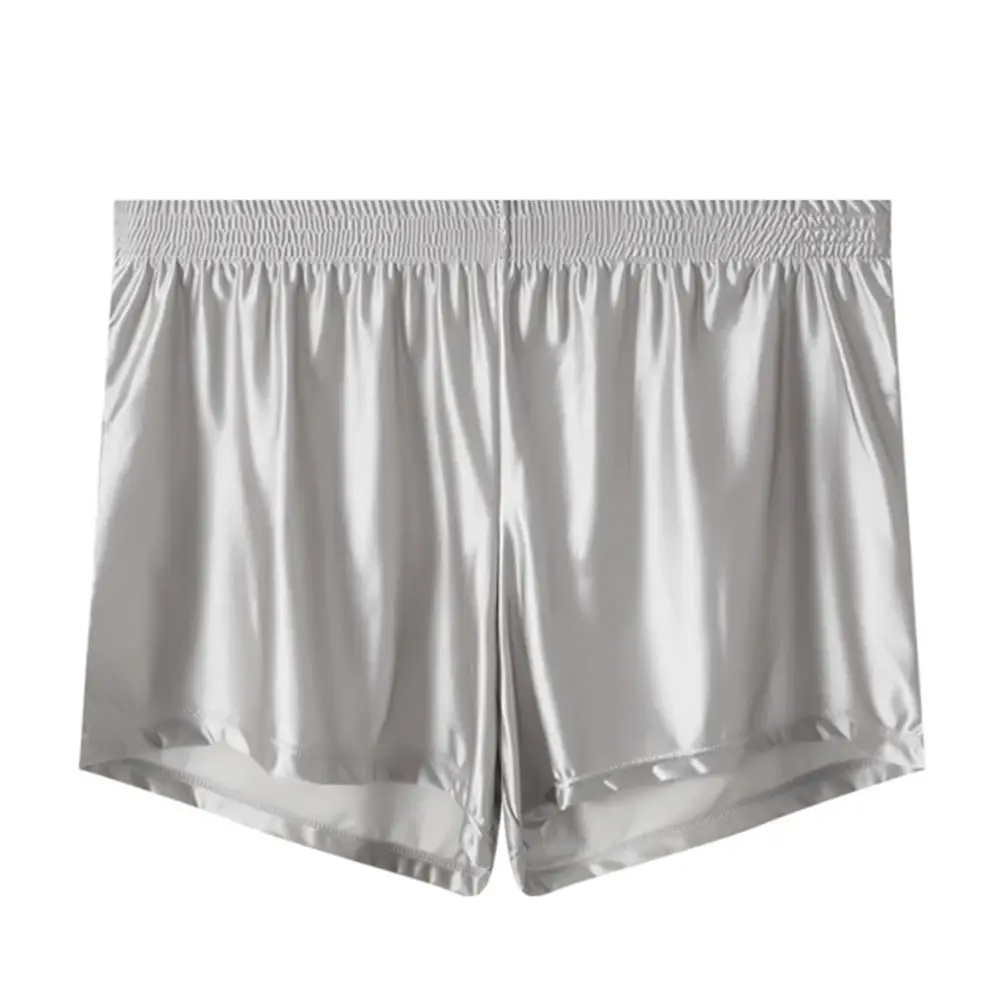 1pc Men Ice Silk Smooth Solid Boxer Shorts Panties L-3XL Large Size Loose Sleepwear Underwear Trunks Seamless Comfy Sleepwear — image 4