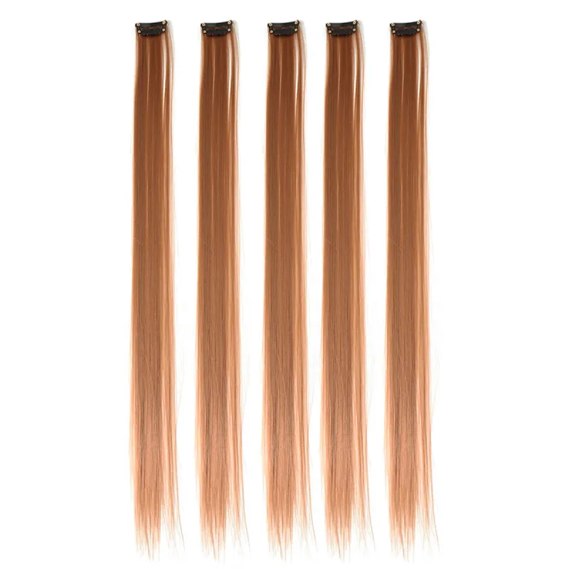 5pcs/set Colorful Clip In Synthetic Hair Extension Rainbow Long Straight Hairpieces For Women Girl Kids Y2K Style Daily Party — image 17