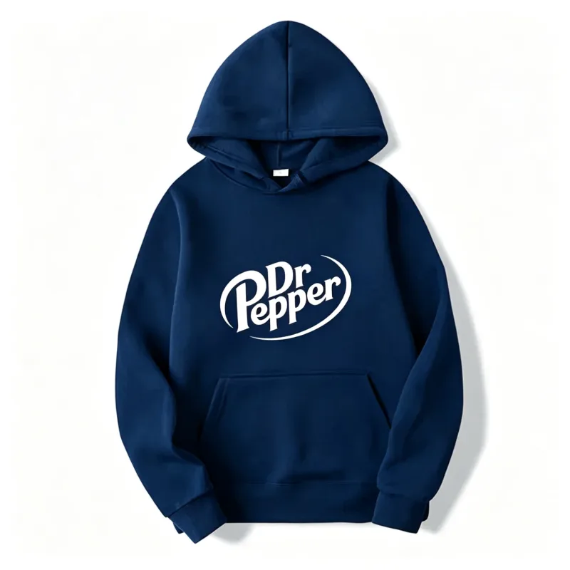 2026 Autumn Warm Dr Pepper Letter Printed Hoodies Street Men Fashion Fleece Sweatshirts Casual Unisex Pullover Tops Fashion Tre