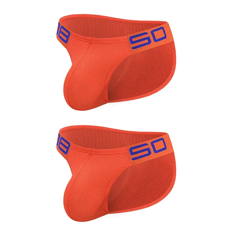 Panlalaking Nylon Blend Mesh Breathable Briefs Horn Splice Letter Embossed Malapad na Elastic Waistband Kulay Fluorescent Sexy Underwear