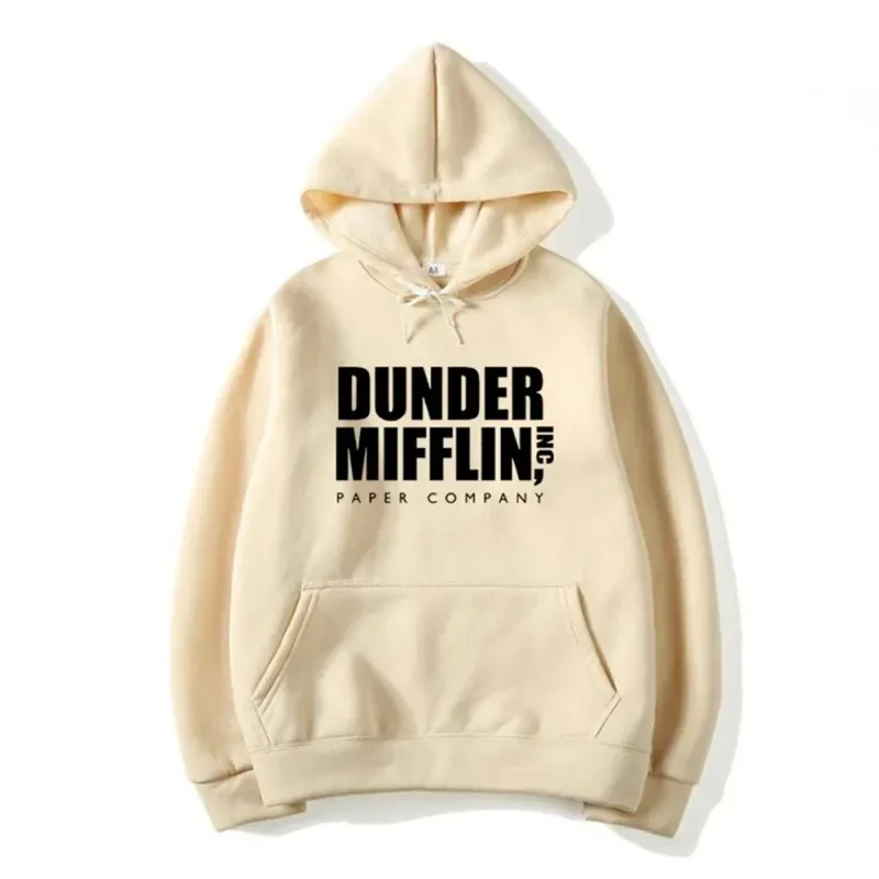Dunder Mifflin Hoodie Paper Company Office TV Show Slogan Minimalist Aesthetic Grey Oversized Casual Sport Sweatshirts — image 3