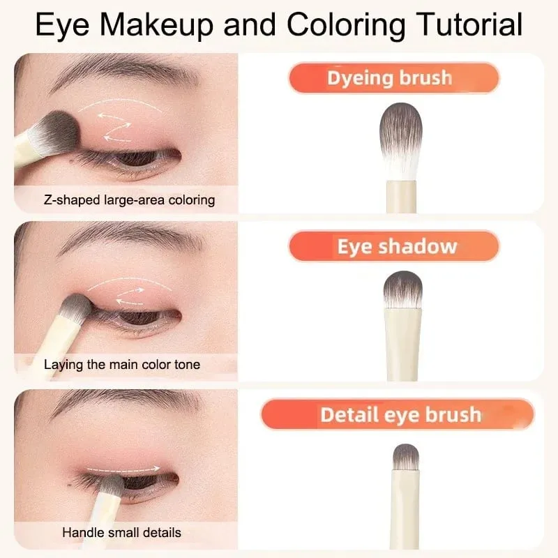 5/6/8/10 st Naturliga ögonmakeupborstar Set Detail Eyeshadow Borste Makeup Borste Vit Ultra Mjuk ögonskugga Eyeliner Makeup Tool — image 4