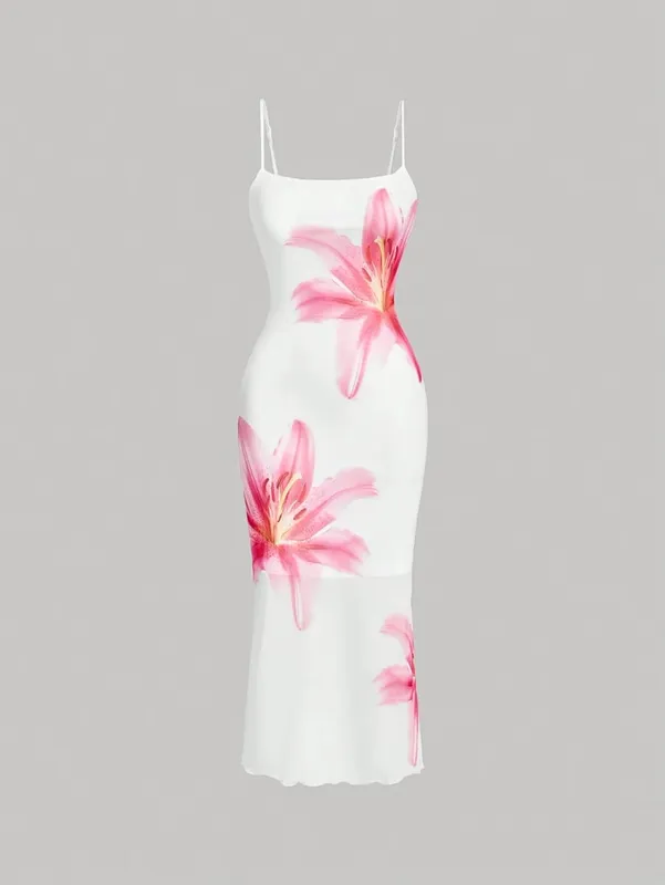 Elegant floral print sundress resort-sty