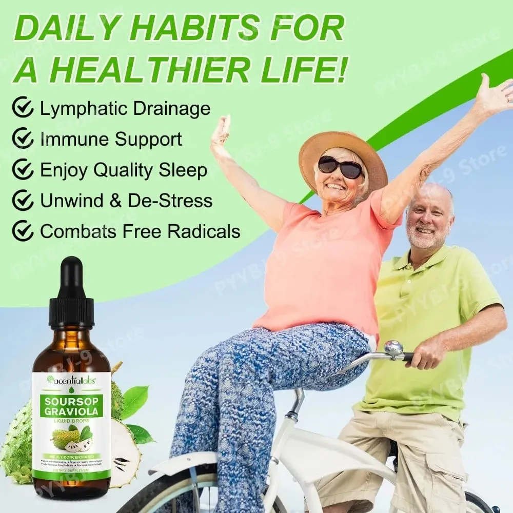Acentiallabs Hot Sale 60ml Soursop Bitter Liquid Drops Dietary Supplements 100% Pure Organic Soursop Graviola Extract for Adlut