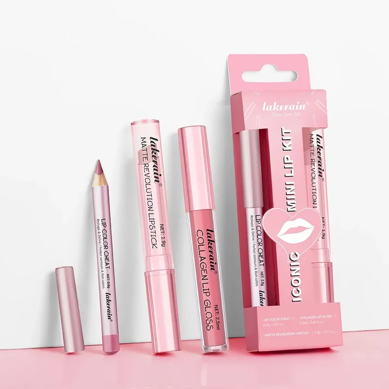 5 สี Lip Liner + ชุดลิปสติกและ Lip Stain Easy Coloring Matte Lip Kit ลิปสติก Long Lasting Red ลิปสติก Lip แต่งหน้าชุด — image 2