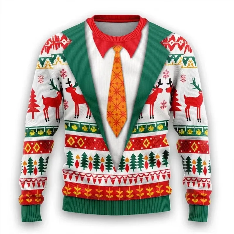 Moda 2026 feio camisola de natal engraçado natal gráfico moletom papai noel cosplay pullovers menino crewneck poliéster agasalho — image 12