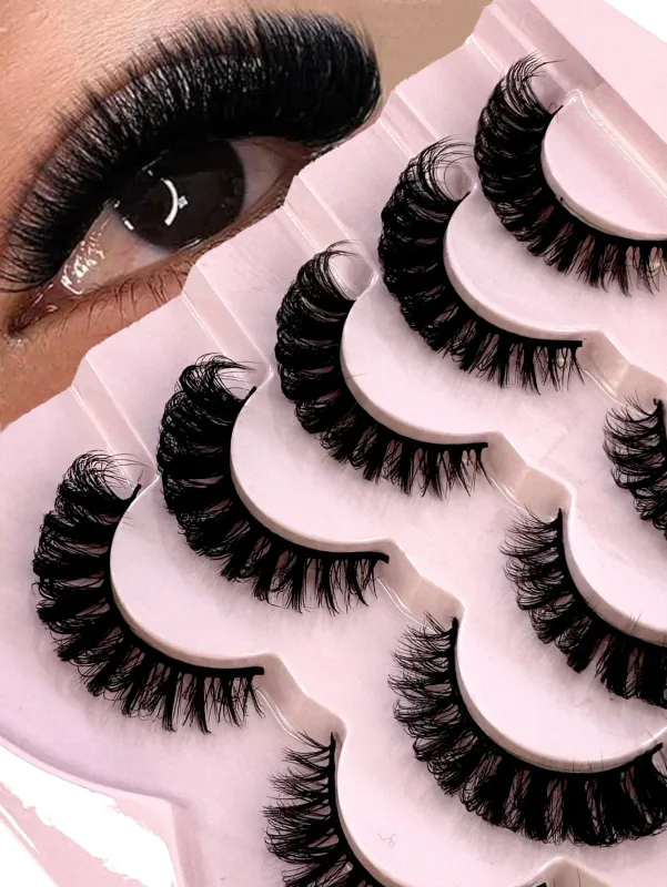 New Cat Eye Lashes 5/7/10 pairs 3D Faux Mink Eyelashes Winged Fluffy Fake Lashes Soft Natural long Full Strip Lash Make — image 28