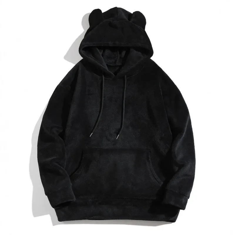 Men Autumn Winter Plus Size Hooded Coat Personality Fashion Casual Loose Daily Street Wear Male Hoodie Outerwear Tops — image 1