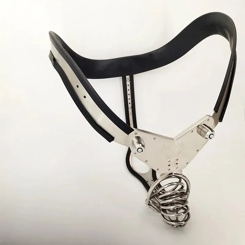 Male Stainless Steel Chastity Belt Lockable Chastity Cage Silicone Adjustable Waist Chastity Device BDSM Slave Sex Toy for Men