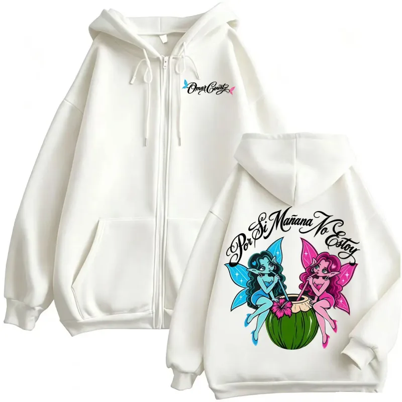 Omar Courtz Por Si Manana No Estoy Tour 2026 Merch Zipper Hoodies Men's Fashion Punk Harajuku Sweatshirt Jacket Coats Streetwear