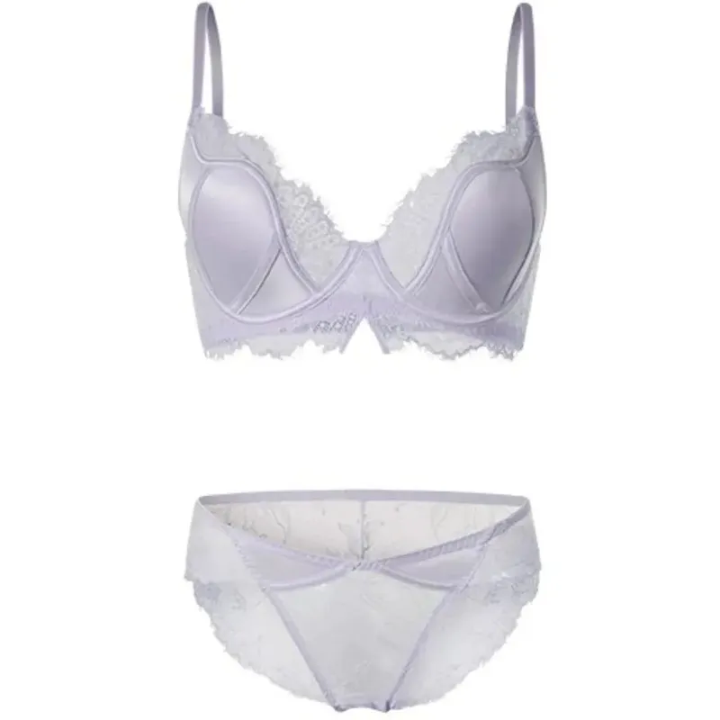 Women Non Wired French Lace Minimizer Bra Full Cup Push Up Anti Sagging Thin Soft Daily Wear Sexy Satin Lingerie S-XL — image 4