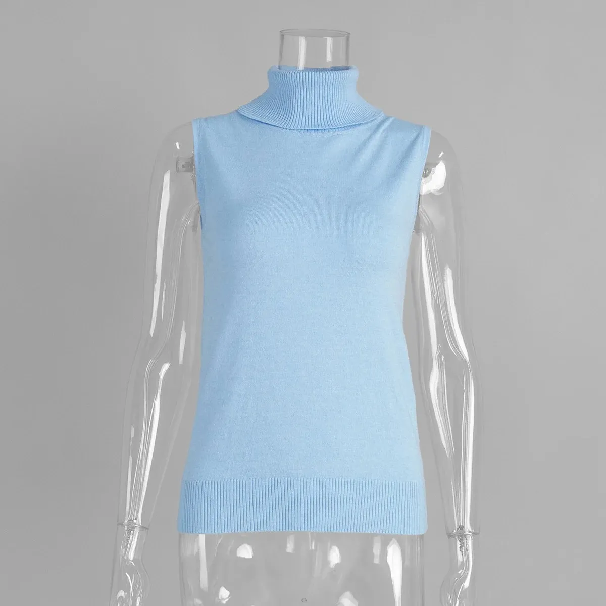 Women's Sleeveless Turtleneck Knit Vest Autumn Slim Fit High-Neck Tank Top Ribbed Hem Minimalist Base Layer Office Casual Wear — image 12