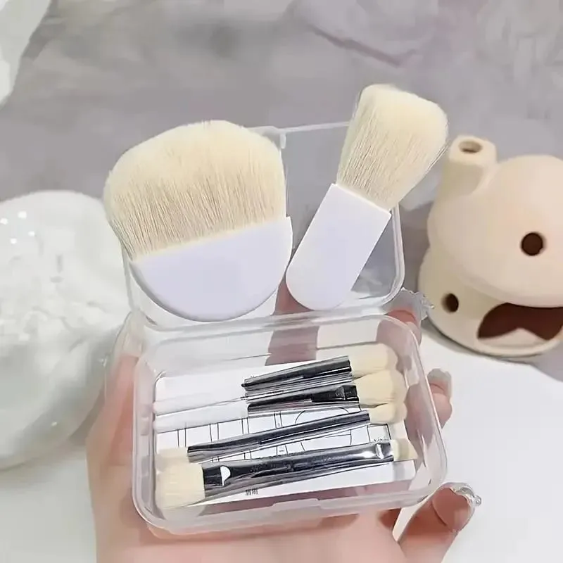 Juego de Mini brochas de maquillaje, 6 uds. Con caja, base en polvo cosmética portátil, colorete, mezcla, corrector, herramienta de maquillaje