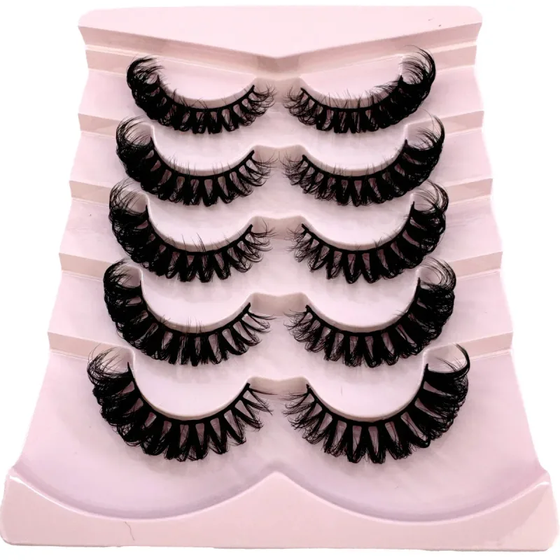 New Cat Eye Lashes 5/7/10 pairs 3D Faux Mink Eyelashes Winged Fluffy Fake Lashes Soft Natural long Full Strip Lash Make — image 29