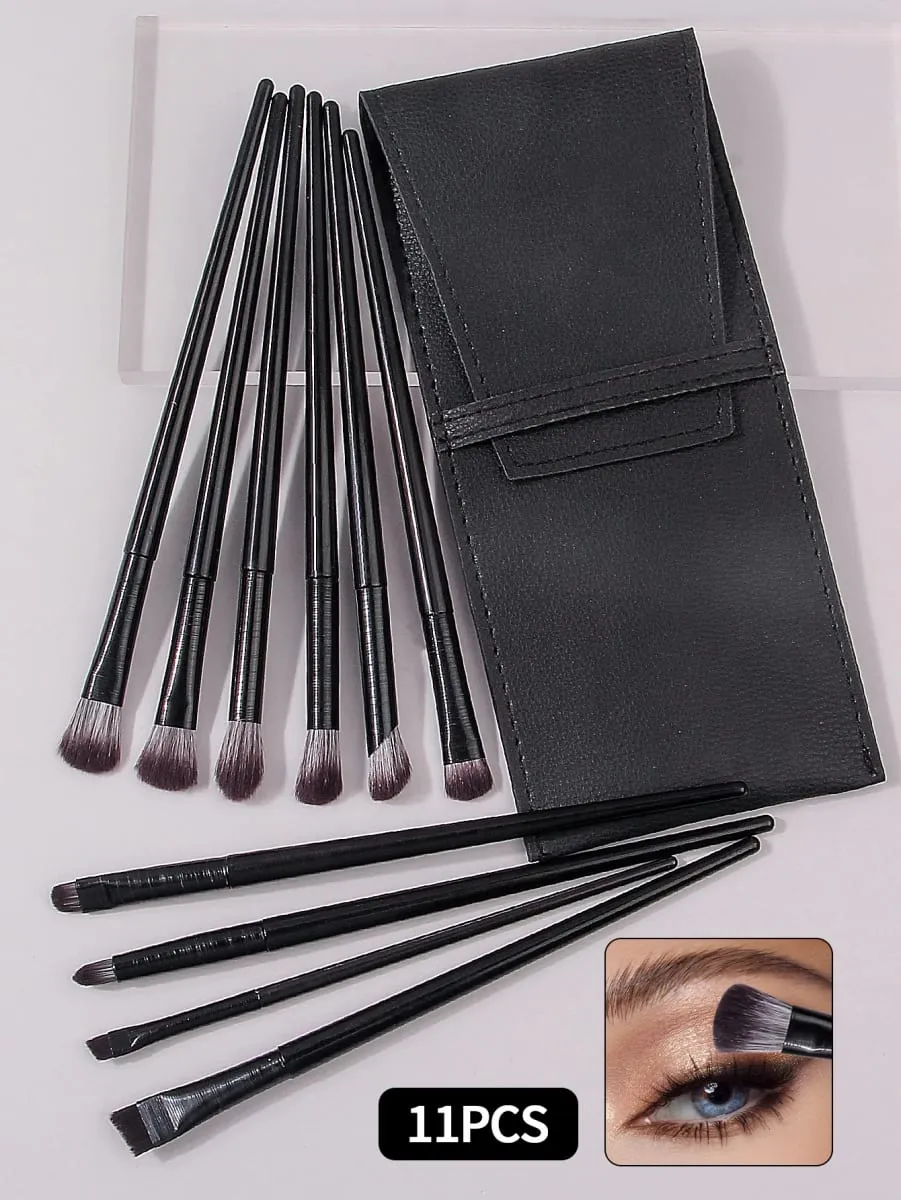 10-częściowy zestaw pędzli do makijażu oczu: Pędzle do cieni do powiek Aegyo-sal z etui na pędzle do makijażu ze skóry PU — image 3