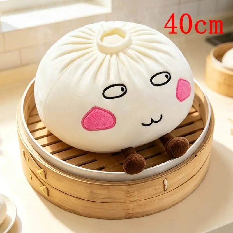 Kawaii Steamed Bun Plush Pillow Cartoon Baozi Stuffed Toy with Legs Soft Food Shape Cushion Funny Decor Birthday Gift for Girls