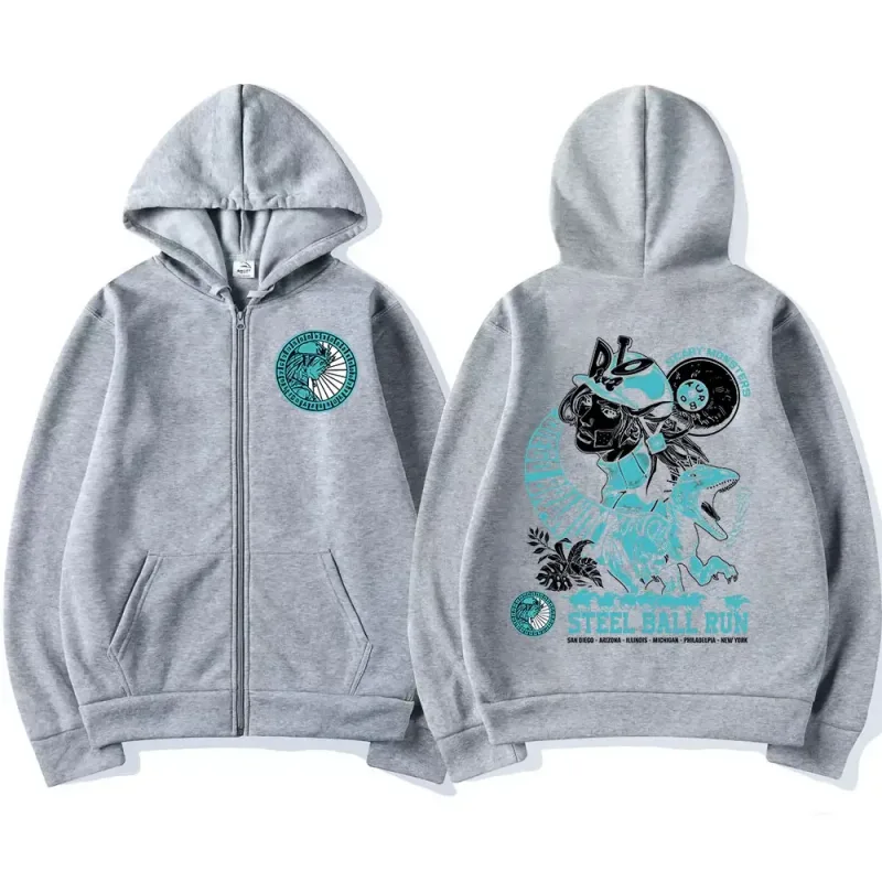 Anime Jojo Bizarre Adventure Zipper Hoodies STEEL BALL RUN Diego Brando Manga Zip Up Sweatshirts Men's Fashion Casual Pullovers — image 5