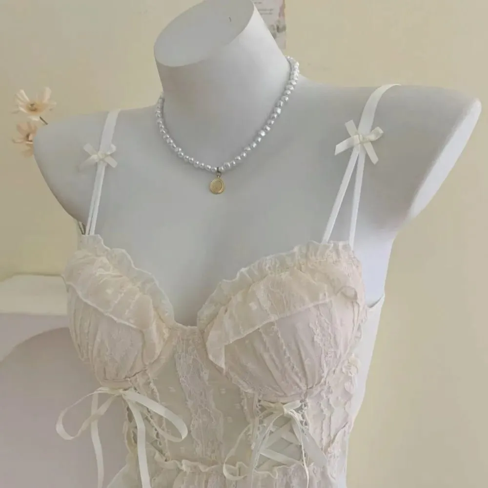 Ensemble de soutien-gorge en dentelle à volants pour femmes, petit buste, Push-Up, maille croisée, bretelles croisées, pur, doux, Lingerie douce au quotidien, sous-vêtements 2 pièces 32-38AB — image 3