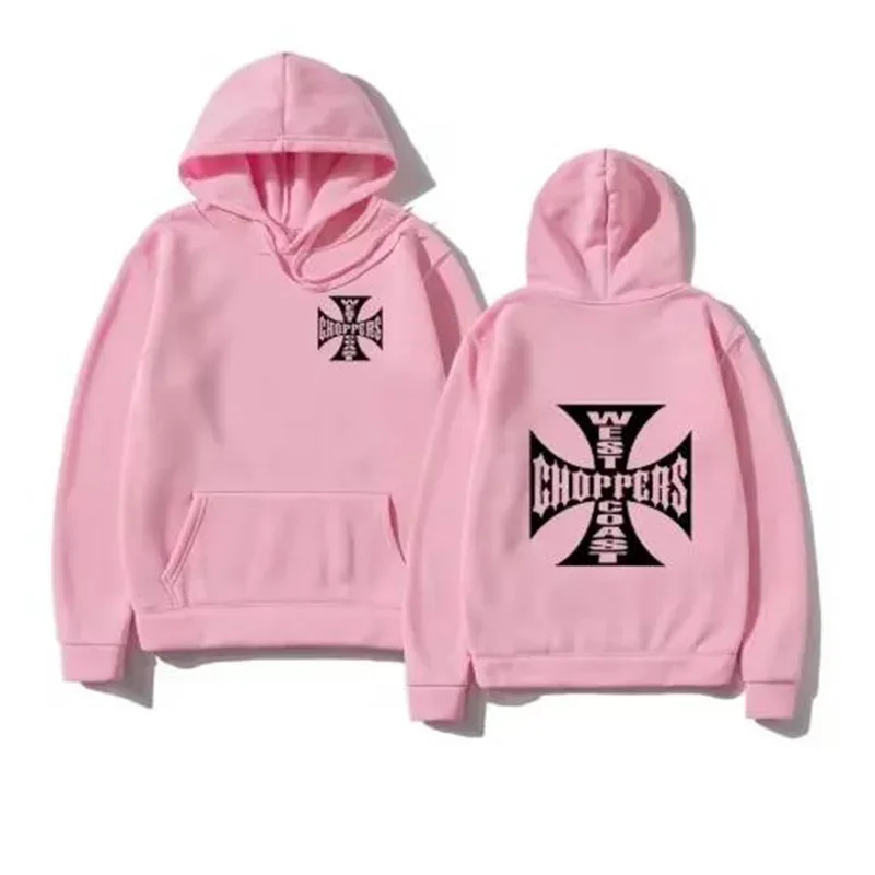 West Coast Iron Cross Choppers imprimé hommes à capuche mode Cool sweat unisexe mode polaire sweat à capuche Streetwear