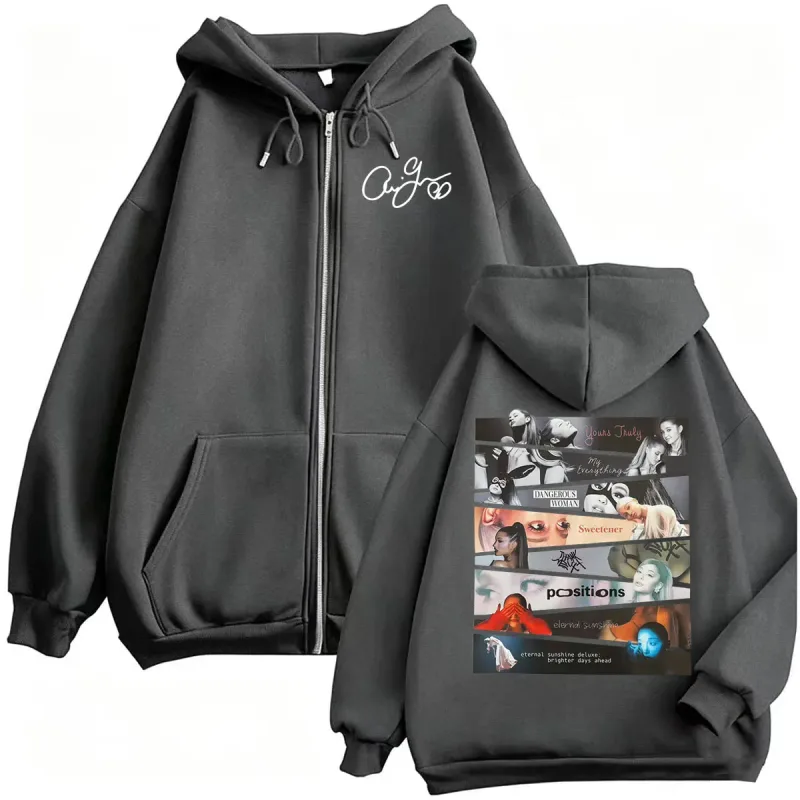 Ariana Grande Album 2026 Cover Zip Up Hoodies Men Women Fashion Aesthetic Sweatshirt Jacket Coats Casual Fleece Zipper Pullovers