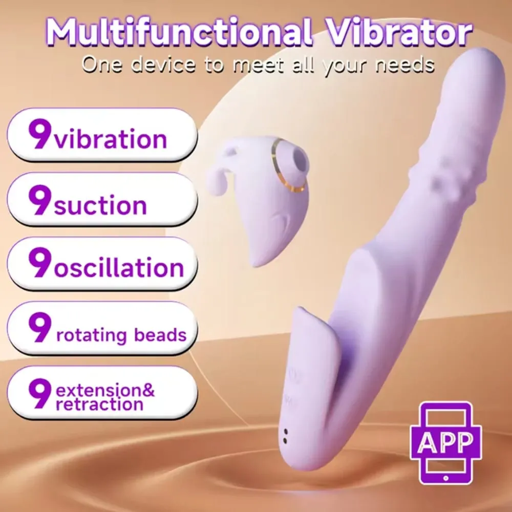 Thrusting Vibrator Odnímatelný přísavník Orgasmus Stimulátor klitorisu Ovládání APP 9 Sání a 9 Teleskopických režimů Sexuální hračky pro ženy — image 2