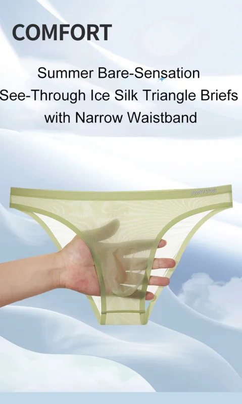 Seamless Quick Drying Men Briefs Underwear Solid Color Ice Silk Ultra-thin Underpants Sexy Breathable 3D Pouch Panties Undies — image 7