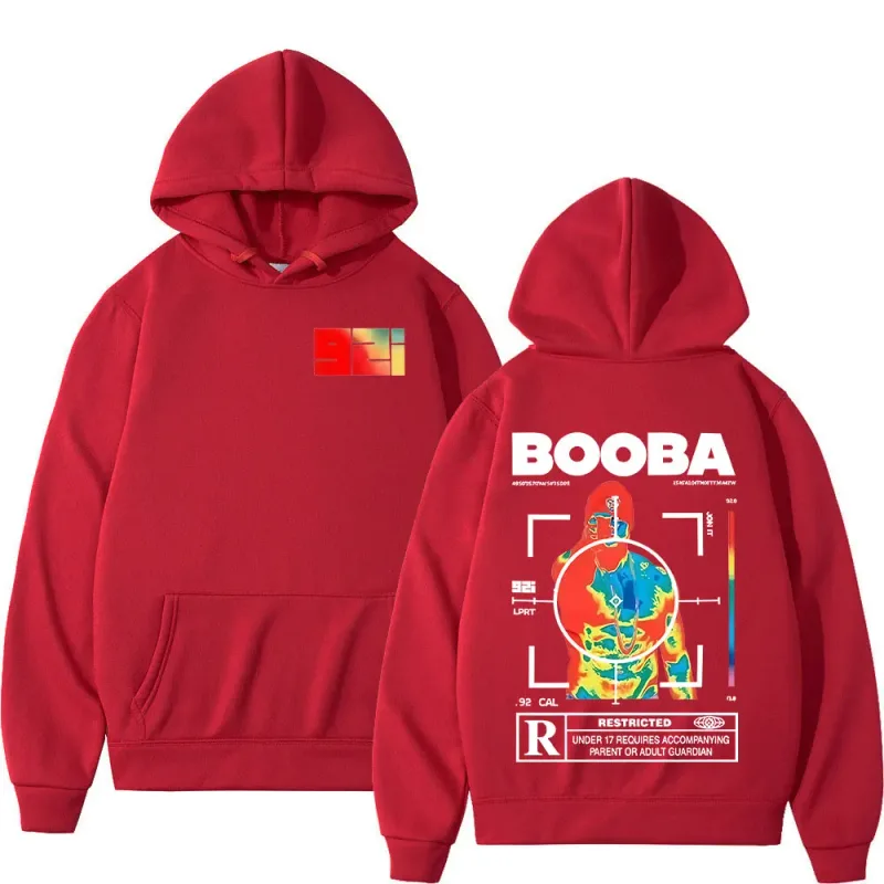 프랑스 랩퍼 BOOBA B2O 투어 2025 후드 티 남성 복고풍 스타일 힙합 긴 소매 후드 티셔츠 의류 오버 사이즈 풀오버 — image 9