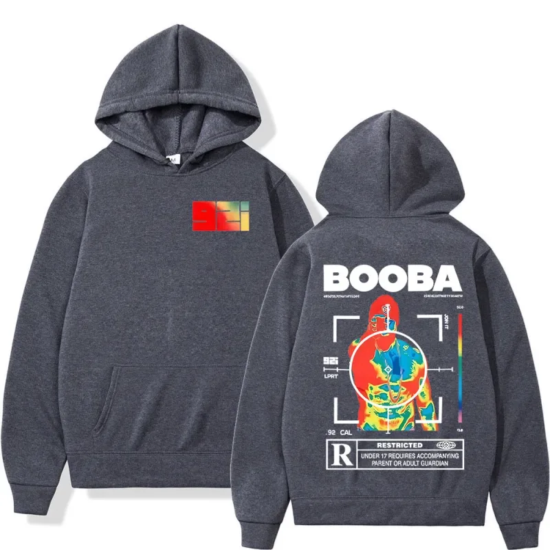 프랑스 랩퍼 BOOBA B2O 투어 2025 후드 티 남성 복고풍 스타일 힙합 긴 소매 후드 티셔츠 의류 오버 사이즈 풀오버 — image 6