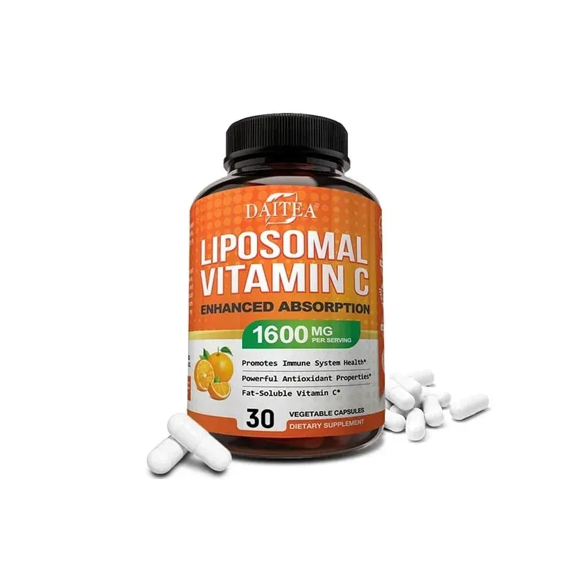 리포솜 비타민 C 1600 Mg - 흡수성이 높은 지용성 비타민 C 항산화 보충제 면역 시스템 및 콜라겐 부스터