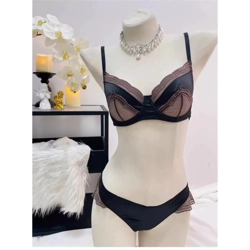 Ladies Satin Lace Underwire Bra 32-38AB Ultra Thin Minimizer Bra Side Support Anti Sag Gather Breast French Lingerie — image 4