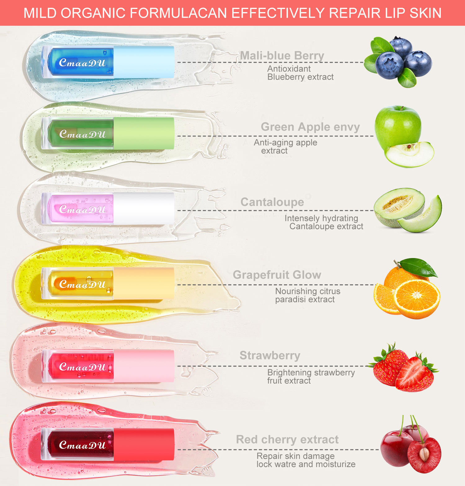 6 brilho labial que muda de cor, aroma frutado, hidratante e de longa duração, hidratação suave, tonalidade labial ativada por temperatura — image 4