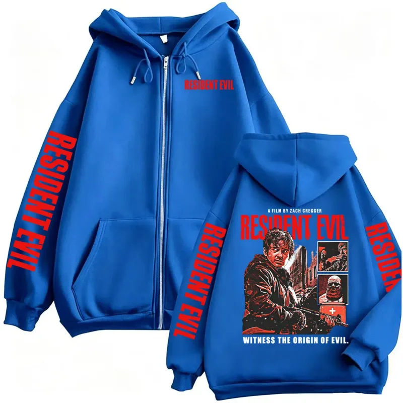 Limited Resident Evil Horror Film Zipper Hoodies Men Women Fashion High Street Jacket Sweatshirt Coats Cozy Fleece Zip Up Hoodie