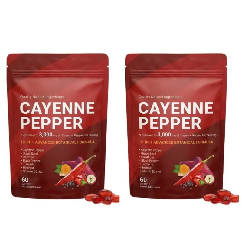 Cayenne Pepper Softgels Supplement with Grape Seed Beetroot Turmeric Vitamins D3 K2 Herbal Supports Leg Vein Blood Vessel Health — image 9
