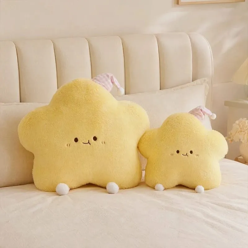40-60cm Cute Star Plush Pillow with Sleep Hat Kawaii Star Stuffed Cushion Soft Fluffy Sofa Throw Pillow Girl Bedroom Home Decor — image 6