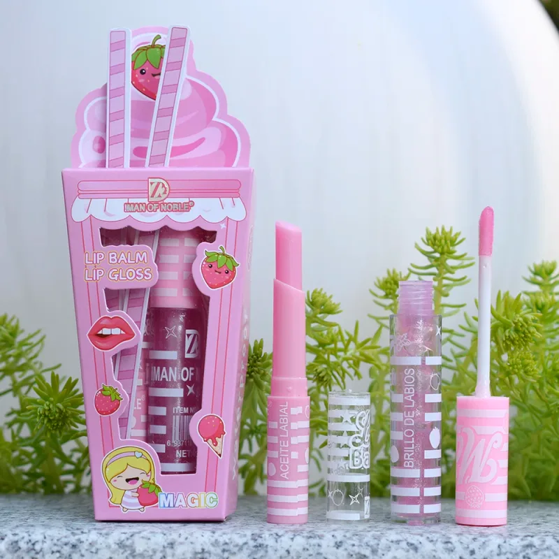 Cute Ice Cream Shiny Lip Gloss Lip Balm Set Girls Woman Waterproof Longlasting Natural Moisturizing Lips Makeup — image 3