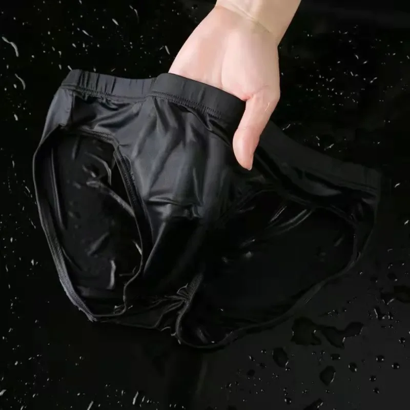 Slip Sexy en soie glacée transparente pour homme, sous-vêtement à séchage rapide, avec poche convexe en U, respirant, taille basse, rafraîchissant, pour l'été — image 13