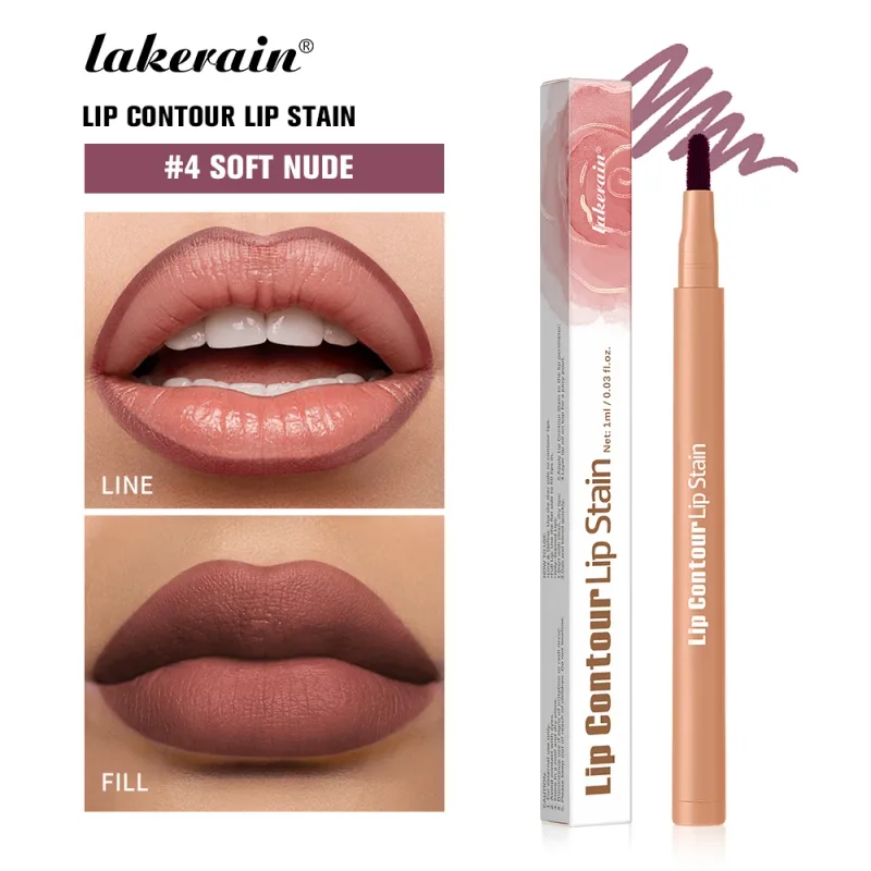 Lakerain Lip Contour Lip Stain Pen Nepřilnavý kalíšek odolný proti rozmazání, Hydratační kosmetický make-up na rty 2 v 1 Lip Stain & Liner — image 11