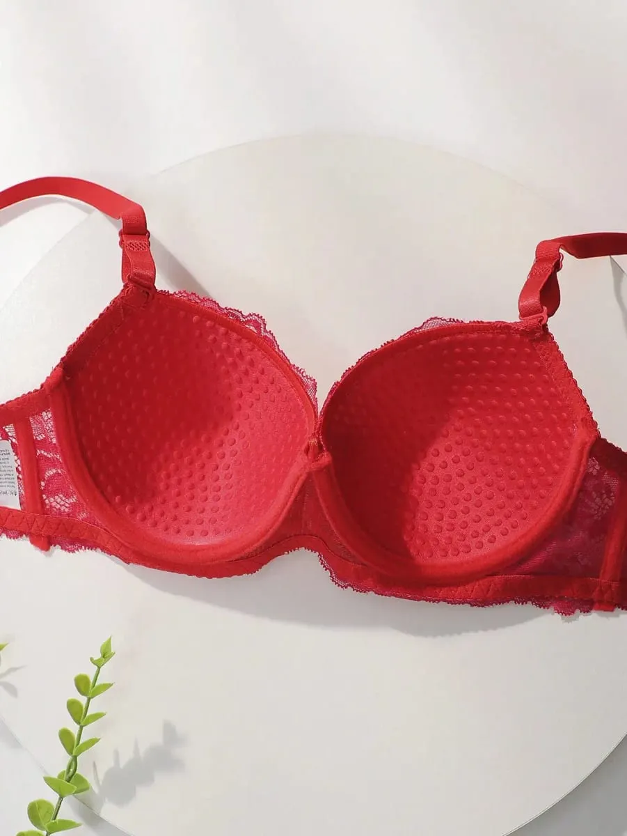 Red Lace Sexy Lingerie Set For Women's Gathering Push Up Underwear For Women's Flower Underwear Set A2155 — image 6
