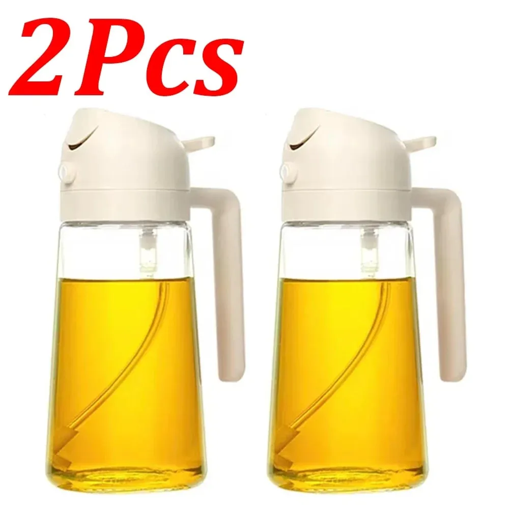 1-4Pcs 500ml 2in1 Oil Sprayer Plastic Cooking Olive Oil Sprayer Baking Oil Spray for Kitchen Air Fryer Baking Salad Grilling BBQ