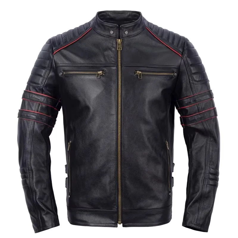 CC Shop.Brand skull cowhide coat.8XL Plus black slim genuine leather jacket,Rider leather cloth.Chaqueta de cuero esqueleto — image 5