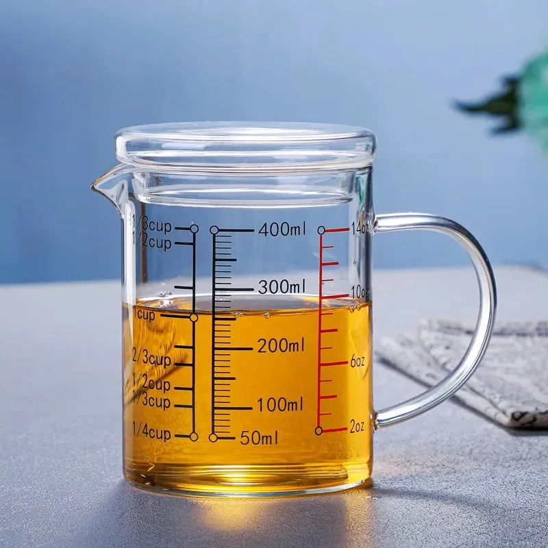 Högt borosilikatglas Mätkoppar Klart glas Skala Cup med handtag V-formad pip Köksglas mätbägare — image 12