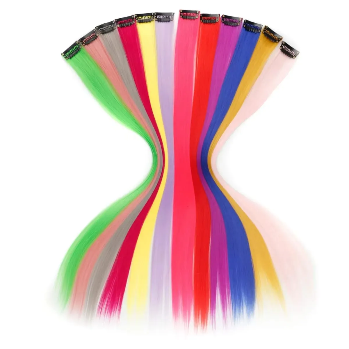 45cm Straight Clip‑on Synthetic Hair Pieces One‑Piece Bright Color Hair Extension Clips DIY Cosplay Hair Accessories — image 5